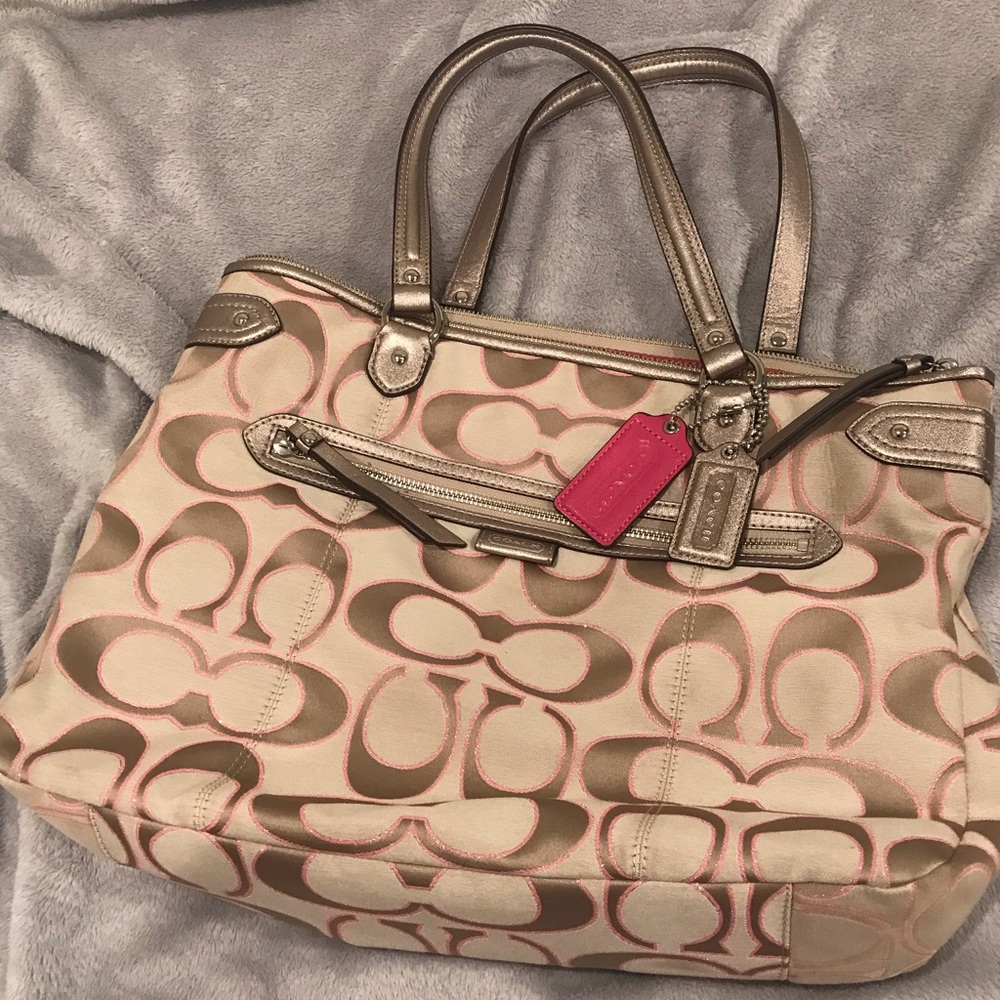 Authentic COACH Daisy Signature Metallic Emma tote